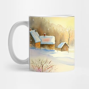 Chritsmas Snow Winter Watercolor Landscapes series 13 Mug